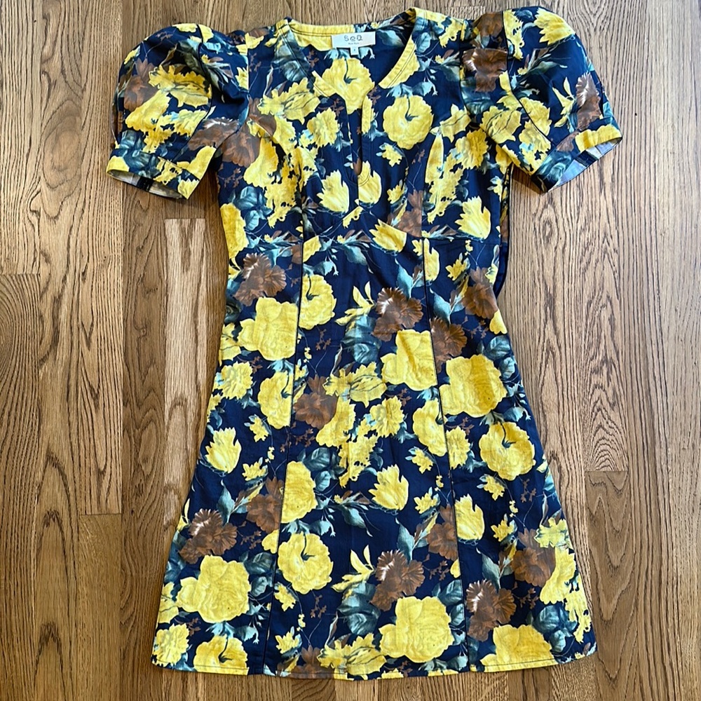 Sea New York Puff-Sleeve Floral Dress